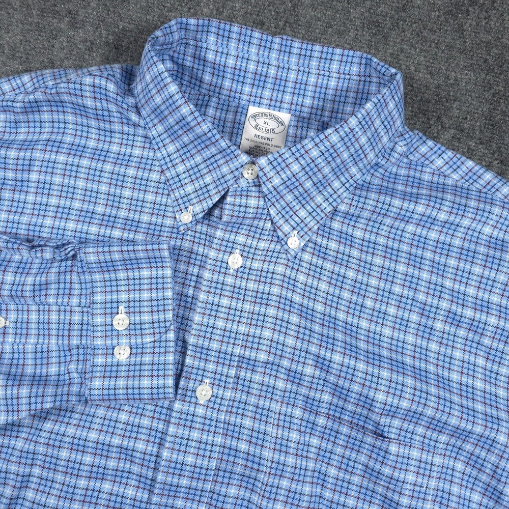 Brooks Brothers Shirt Mens XL Blue Supima Cotton Regent Dress Oxford OCBD